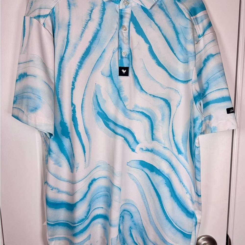Bad Birdie Men’s Golf Polo Shirt Small Blue Wave Athletic Coastal Office Resort